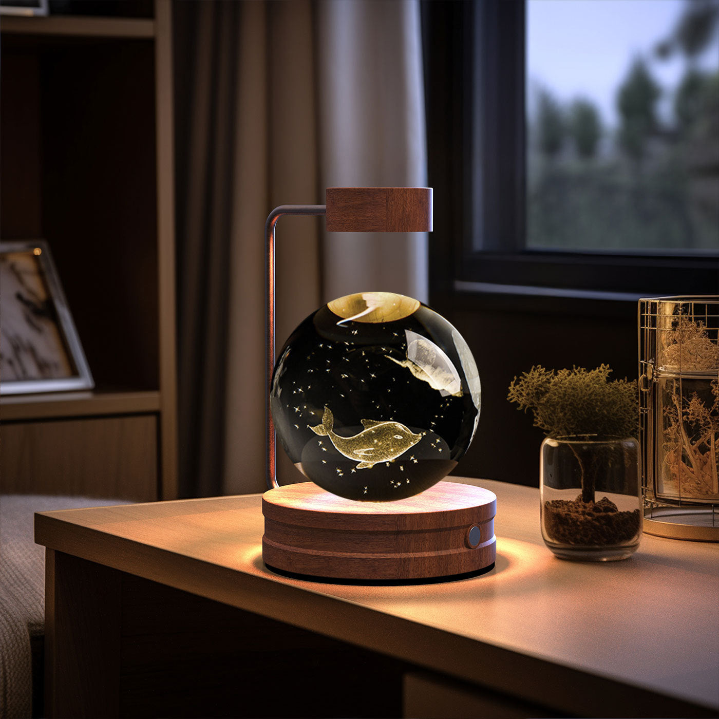 Crystal Ball Cosmic Dinosaur Indoor Night Light USB Power Warm Bedside Light Birthday Gift Night Lamp - Zayd’s Department Store