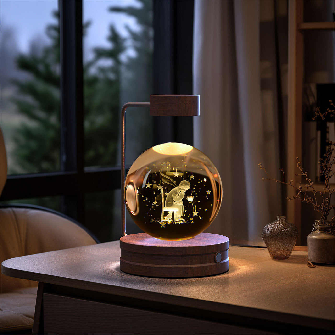 Crystal Ball Cosmic Dinosaur Indoor Night Light USB Power Warm Bedside Light Birthday Gift Night Lamp - Zayd’s Department Store
