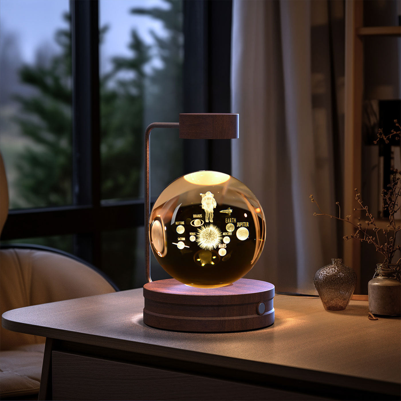 Crystal Ball Cosmic Dinosaur Indoor Night Light USB Power Warm Bedside Light Birthday Gift Night Lamp - Zayd’s Department Store