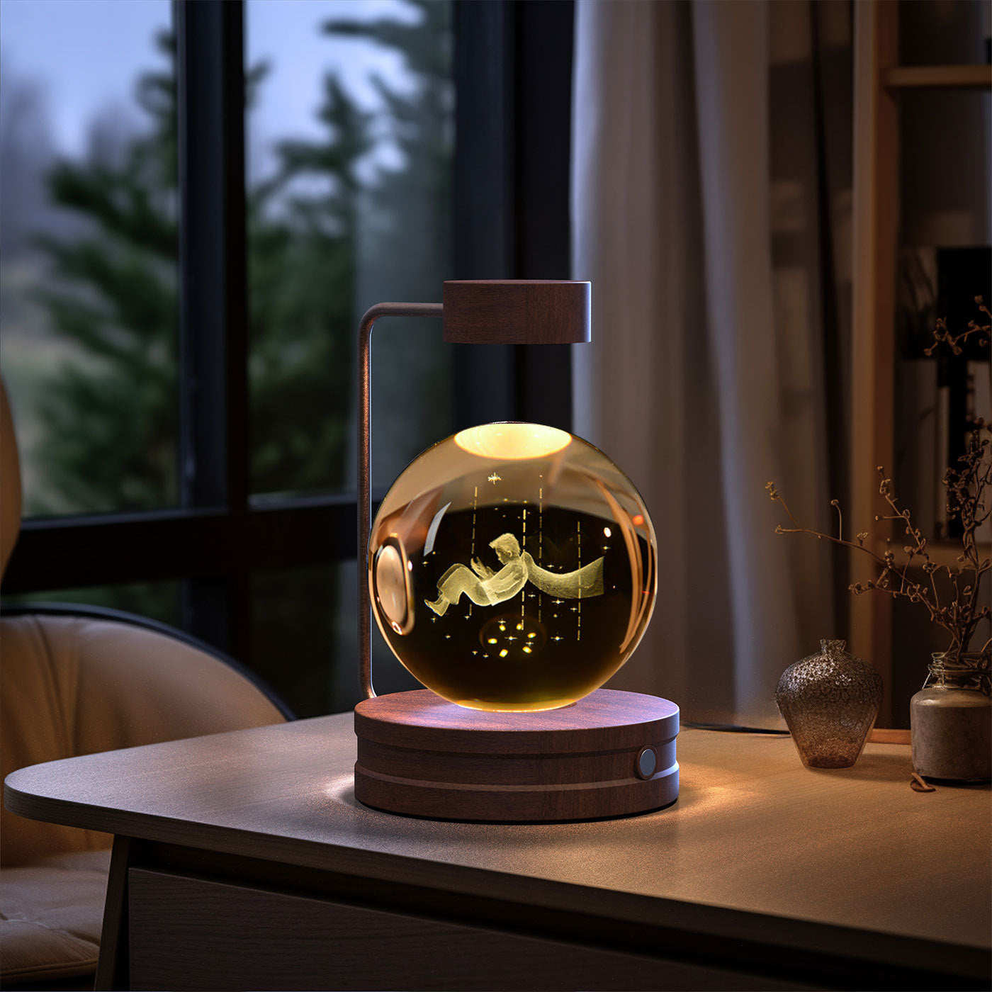 Crystal Ball Cosmic Dinosaur Indoor Night Light USB Power Warm Bedside Light Birthday Gift Night Lamp - Zayd’s Department Store