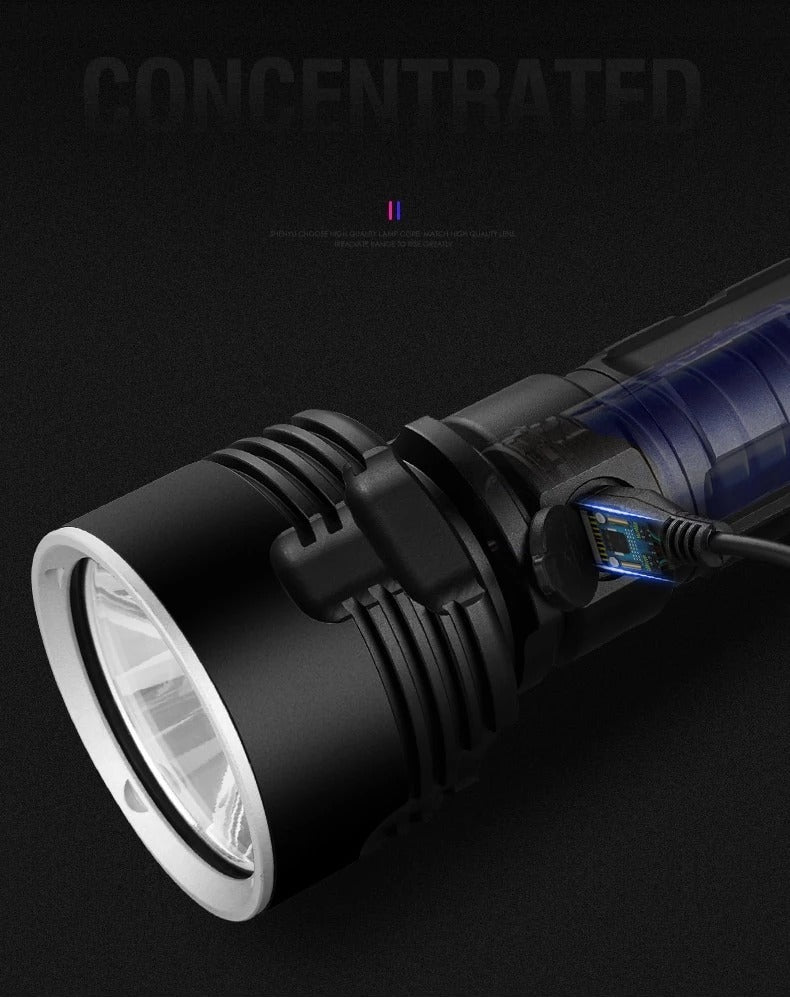 Strong Flashlight Focusing Led Light Rechargeable Super Bright LED Outdoor Xenon Lamp - Zayd’s Department Store