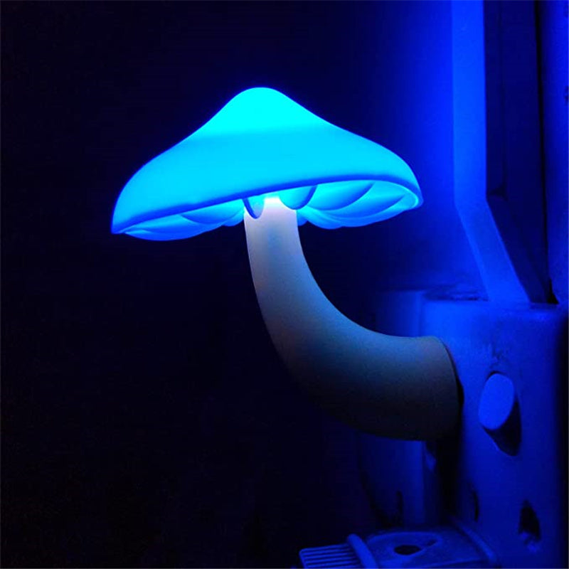 LED Night Light Mushroom Wall Socket Lamp EU US Plug Warm White Light-control Sensor Bedroom Light Home Decoration - Zayd’s Department Store