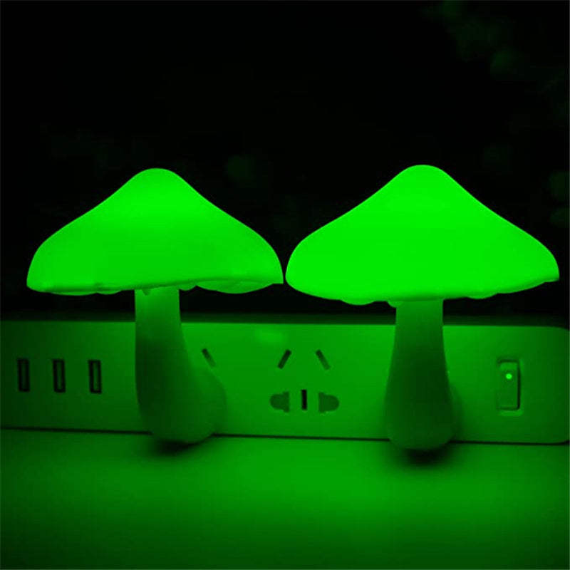 LED Night Light Mushroom Wall Socket Lamp EU US Plug Warm White Light-control Sensor Bedroom Light Home Decoration - Zayd’s Department Store