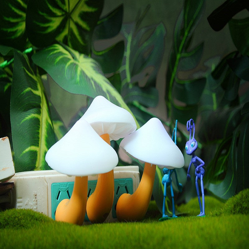 LED Night Light Mushroom Wall Socket Lamp EU US Plug Warm White Light-control Sensor Bedroom Light Home Decoration - Zayd’s Department Store