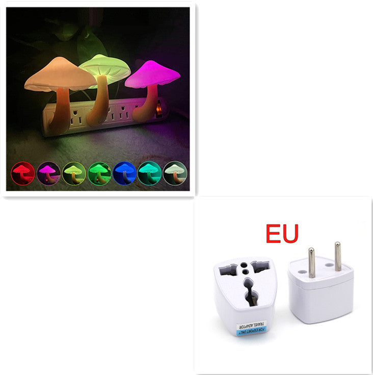 LED Night Light Mushroom Wall Socket Lamp EU US Plug Warm White Light-control Sensor Bedroom Light Home Decoration - Zayd’s Department Store