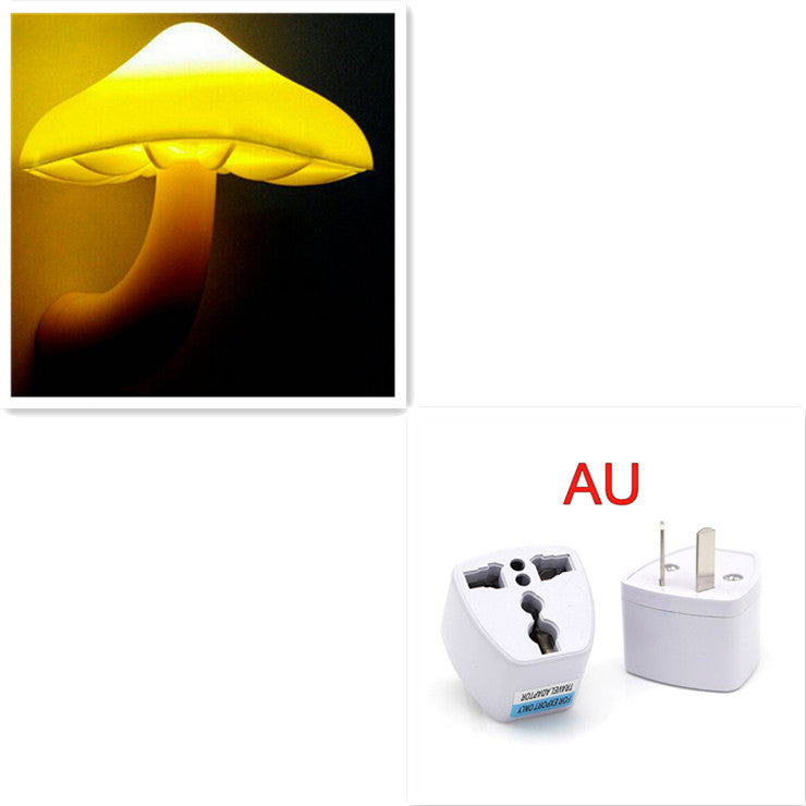 LED Night Light Mushroom Wall Socket Lamp EU US Plug Warm White Light-control Sensor Bedroom Light Home Decoration - Zayd’s Department Store