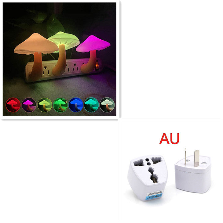 LED Night Light Mushroom Wall Socket Lamp EU US Plug Warm White Light-control Sensor Bedroom Light Home Decoration - Zayd’s Department Store