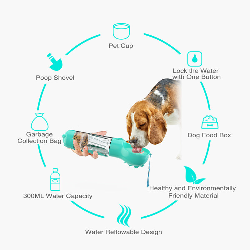 Pet Water Bottle Feeder Bowl Garbage Bag Storage Portable Pet Outdoor Travel 3 In 1 Dog Water Bottle - Zayd’s Department Store