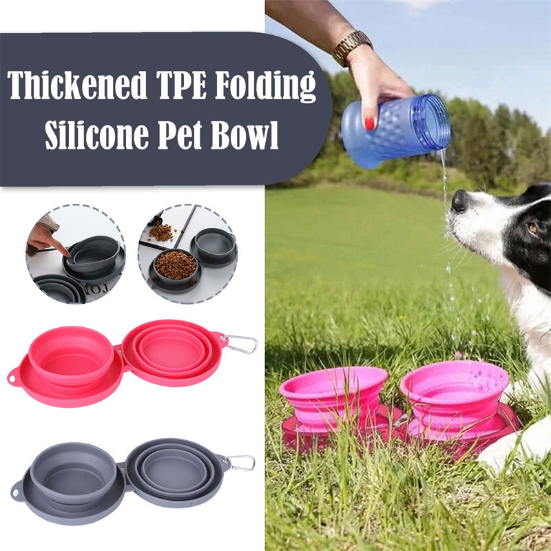 Rubber Foldable Double Bowl Pet Feeding Bowl Pets Supplies Dog Cat Bowls - Zayd’s Department Store