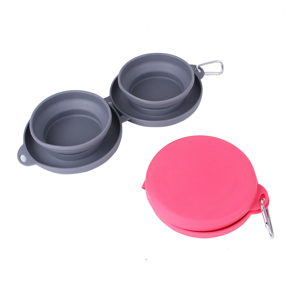 Rubber Foldable Double Bowl Pet Feeding Bowl Pets Supplies Dog Cat Bowls - Zayd’s Department Store
