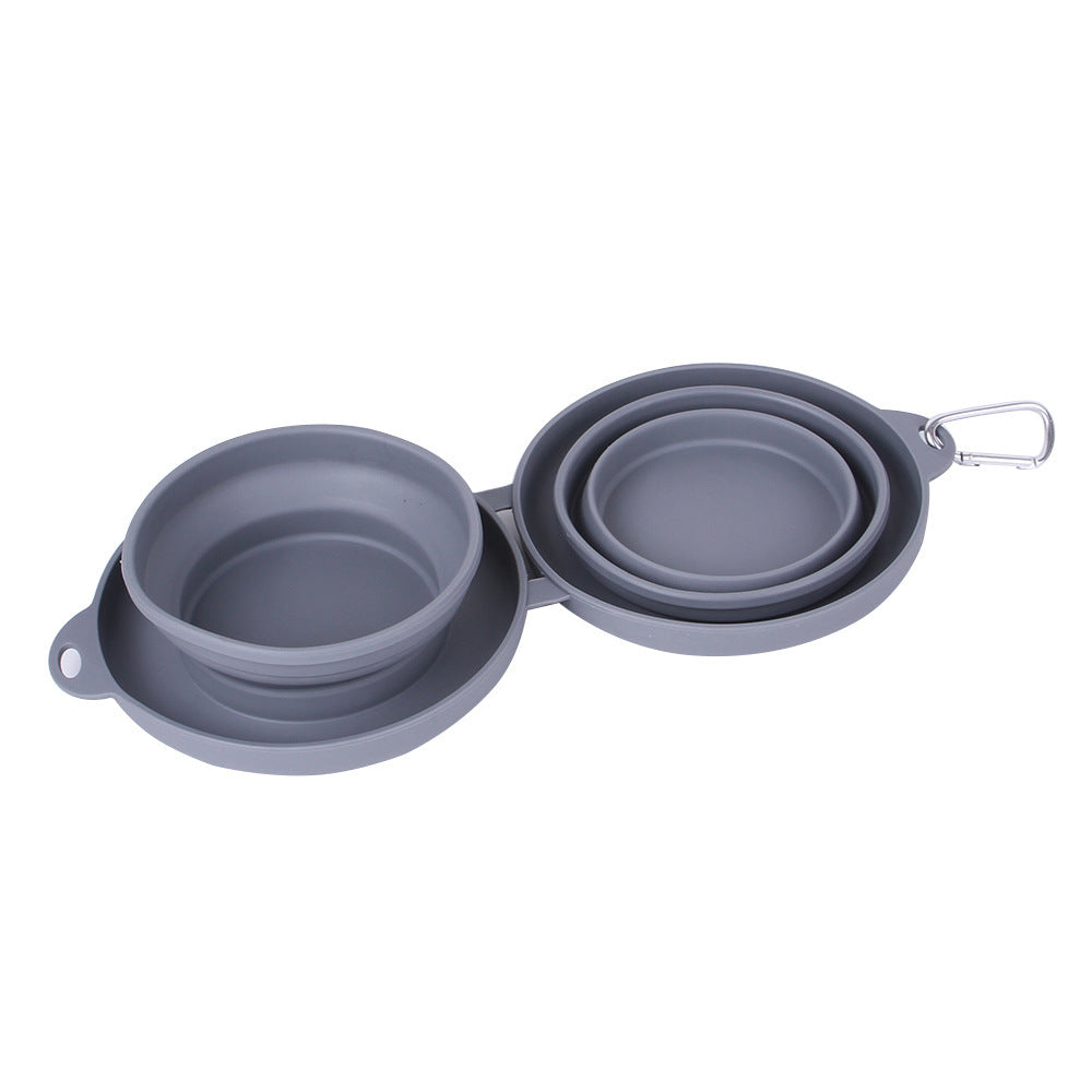 Rubber Foldable Double Bowl Pet Feeding Bowl Pets Supplies Dog Cat Bowls - Zayd’s Department Store