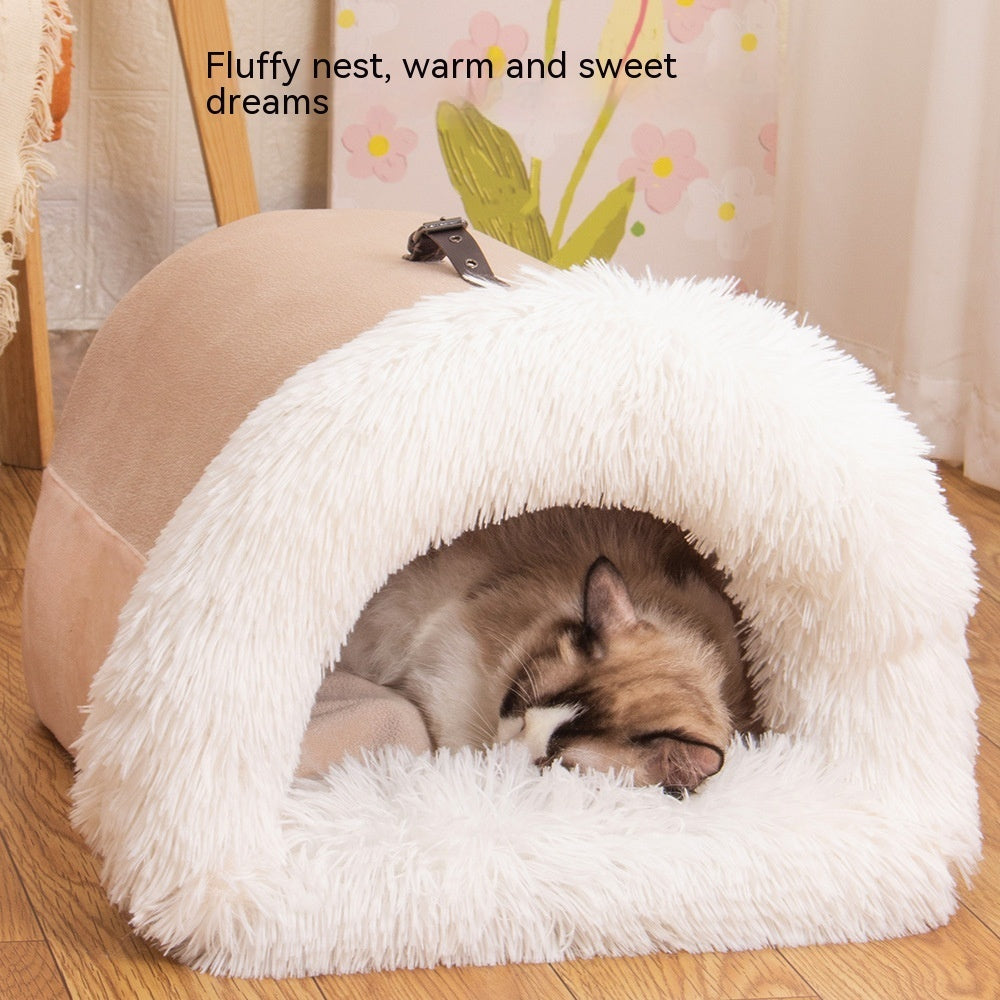 New Splice Portable Pet Nest Portable Autumn And Winter Warm Dog Nest Moisture-proof Long Fur Cat Nest Cross Border Pet Nest - Zayd’s Department Store