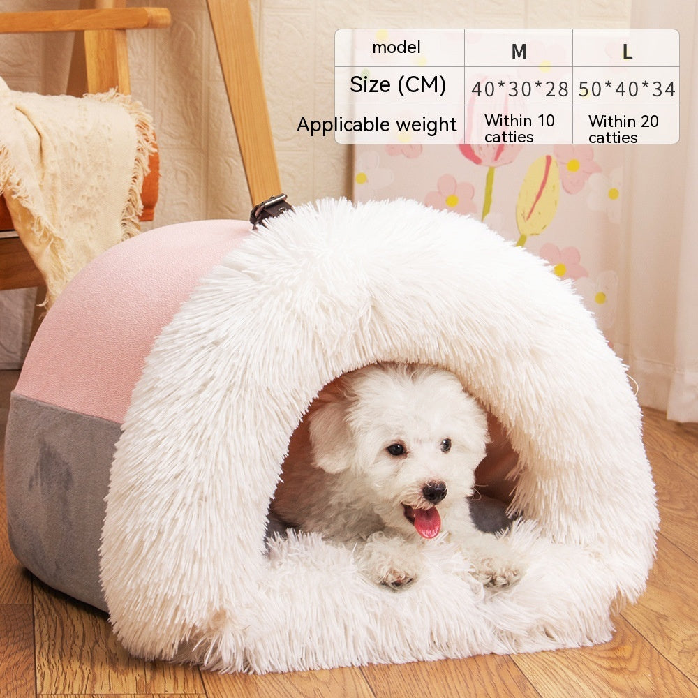 New Splice Portable Pet Nest Portable Autumn And Winter Warm Dog Nest Moisture-proof Long Fur Cat Nest Cross Border Pet Nest - Zayd’s Department Store