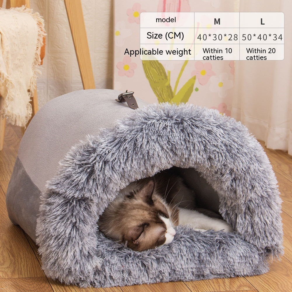 New Splice Portable Pet Nest Portable Autumn And Winter Warm Dog Nest Moisture-proof Long Fur Cat Nest Cross Border Pet Nest - Zayd’s Department Store
