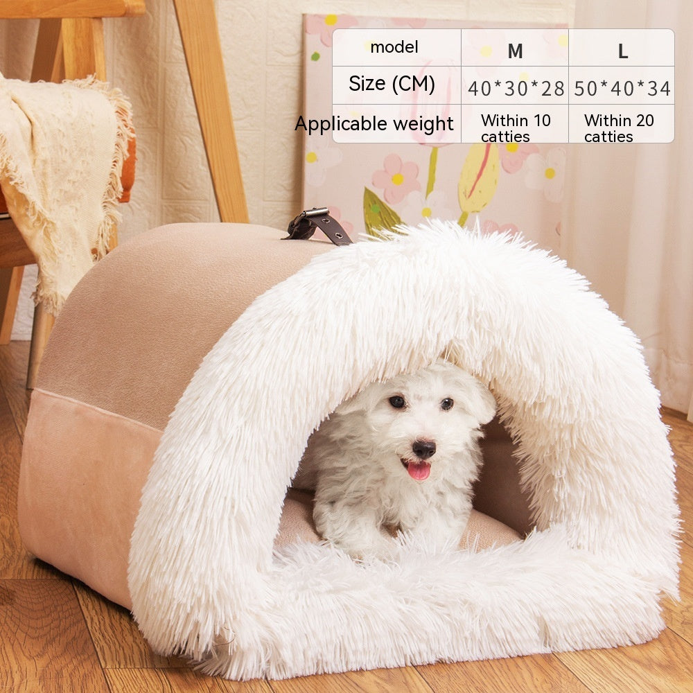 New Splice Portable Pet Nest Portable Autumn And Winter Warm Dog Nest Moisture-proof Long Fur Cat Nest Cross Border Pet Nest - Zayd’s Department Store