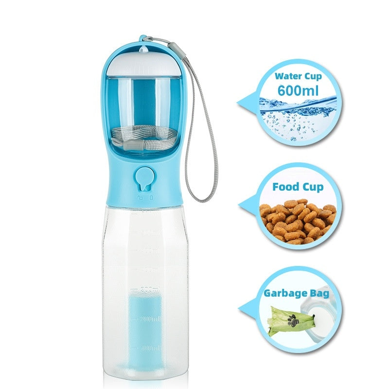 Portable Cat Dog Water Bottle Food Feeder Drinker Poop Dispenser 3 In 1 Leak-proof Multifunctional Dog Water Bottle Pet Products - Zayd’s Department Store