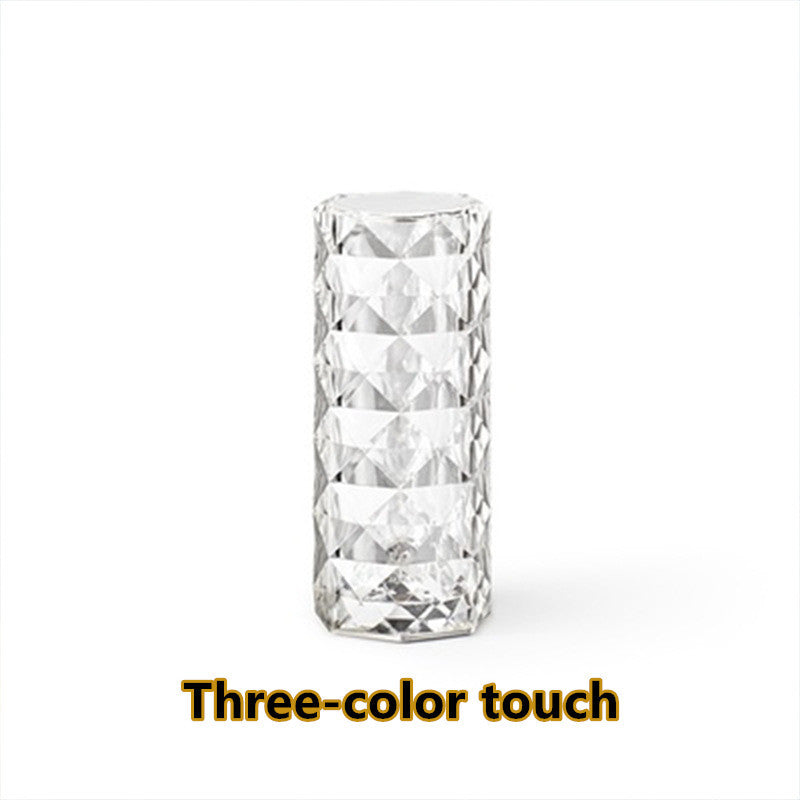 Nordic Crystal Lamp USB Table Lamps Bedroom Touch Dimming Atmosphere Diamond Night Light Rose Projector Lamp Decor - Zayd’s Department Store