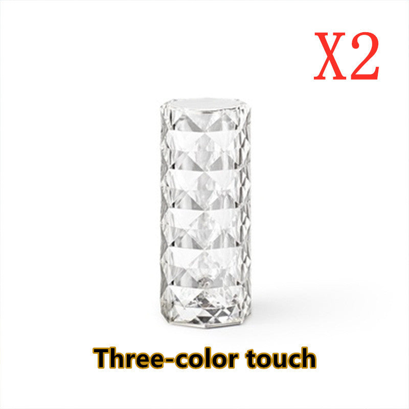 Nordic Crystal Lamp USB Table Lamps Bedroom Touch Dimming Atmosphere Diamond Night Light Rose Projector Lamp Decor - Zayd’s Department Store