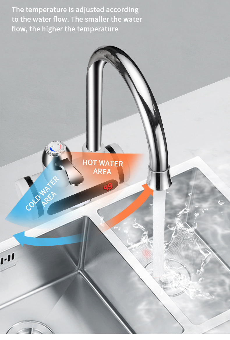 Kitchen Electric Water Tap Water Heater Temperature Display Cold Heating Faucet Hot Water Faucet Heater - Zayd’s Department Store