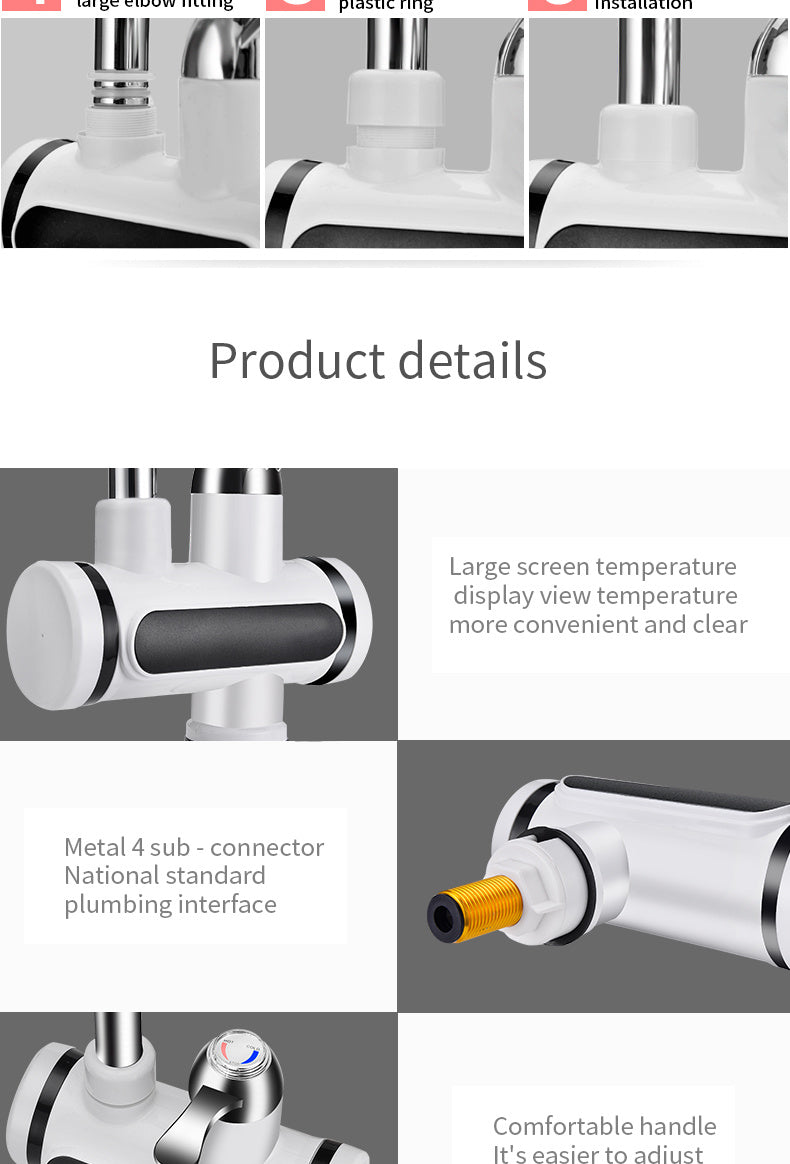 Kitchen Electric Water Tap Water Heater Temperature Display Cold Heating Faucet Hot Water Faucet Heater - Zayd’s Department Store
