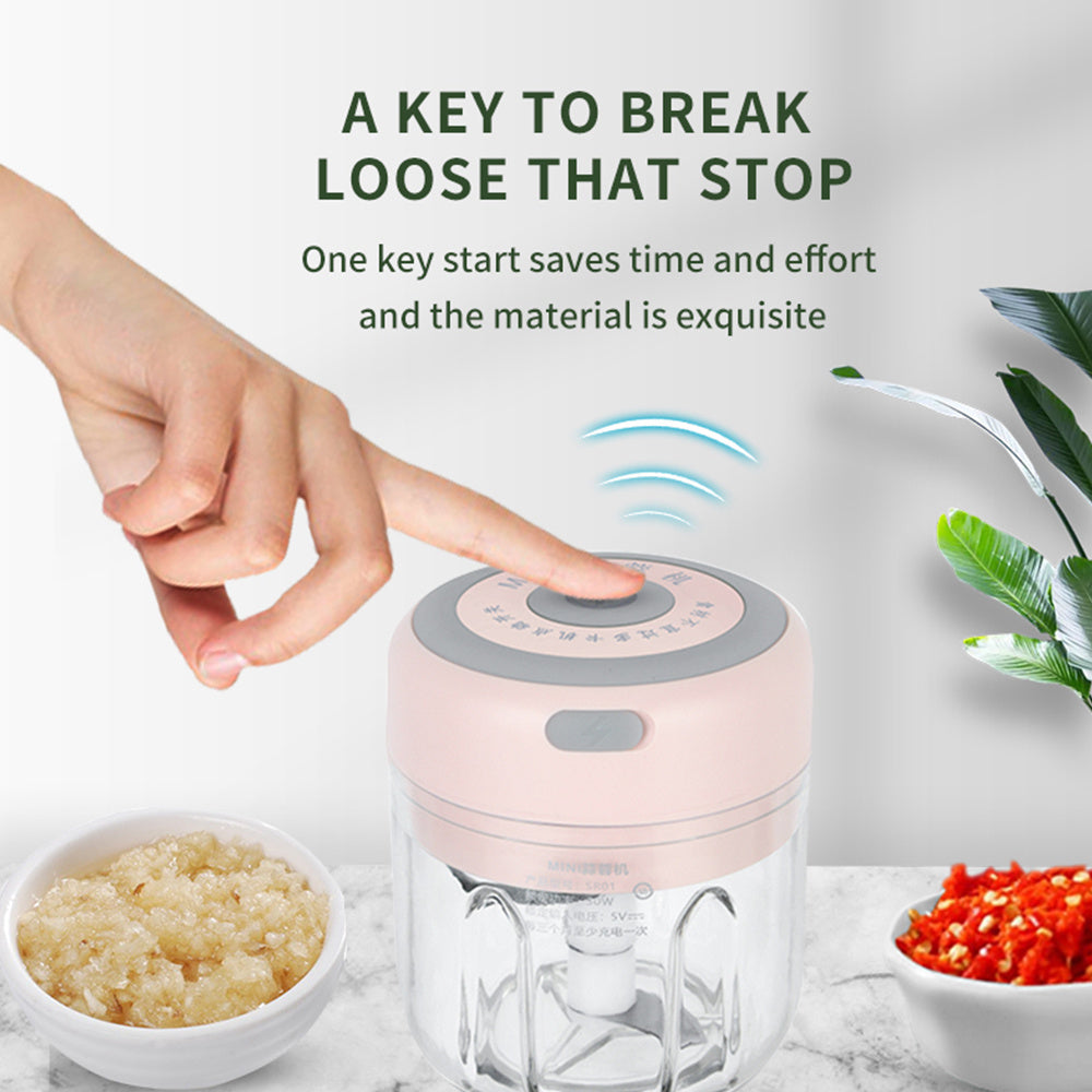 Mini Electric Garlic Chopper USB Charging Ginger Masher Machine Sturdy Durable Chili Vegetable Crusher Kitchen Tool - Zayd’s Department Store