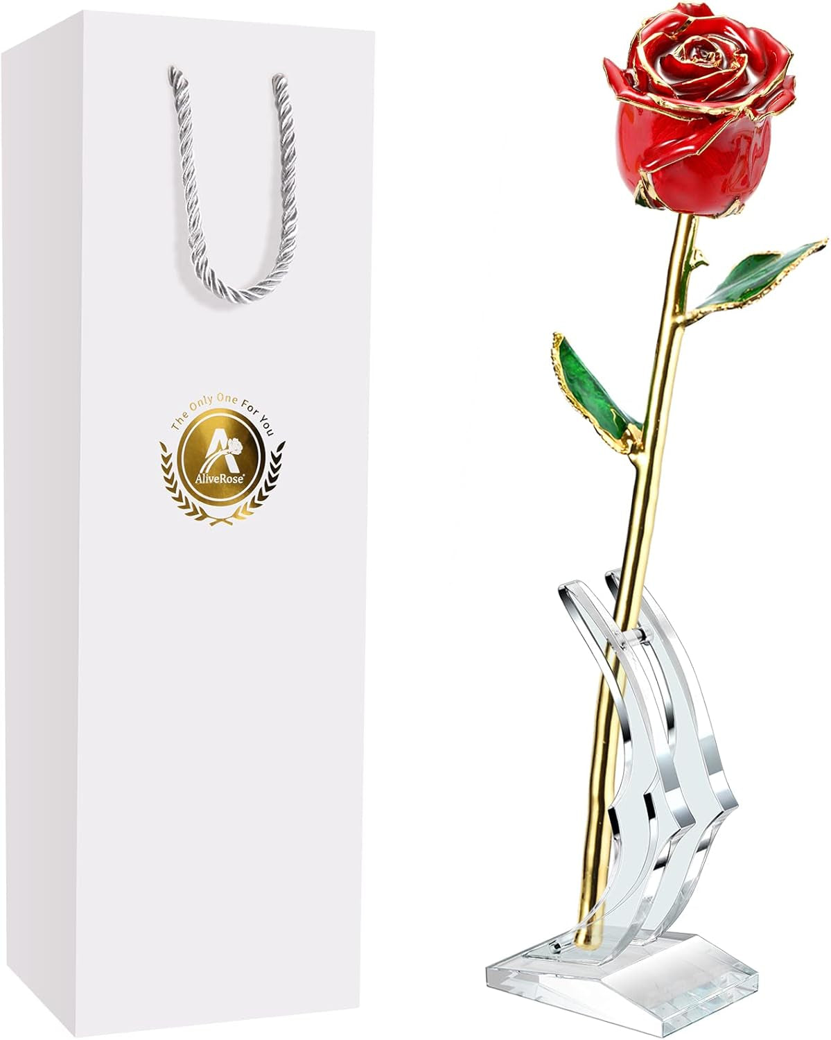 Valentines Day Gifts for Her - 24K Gold Rose Made from Real Rose, Unique Design Gold Plated for Anniversary (Red Original with Stand) - Zayd’s Department Store