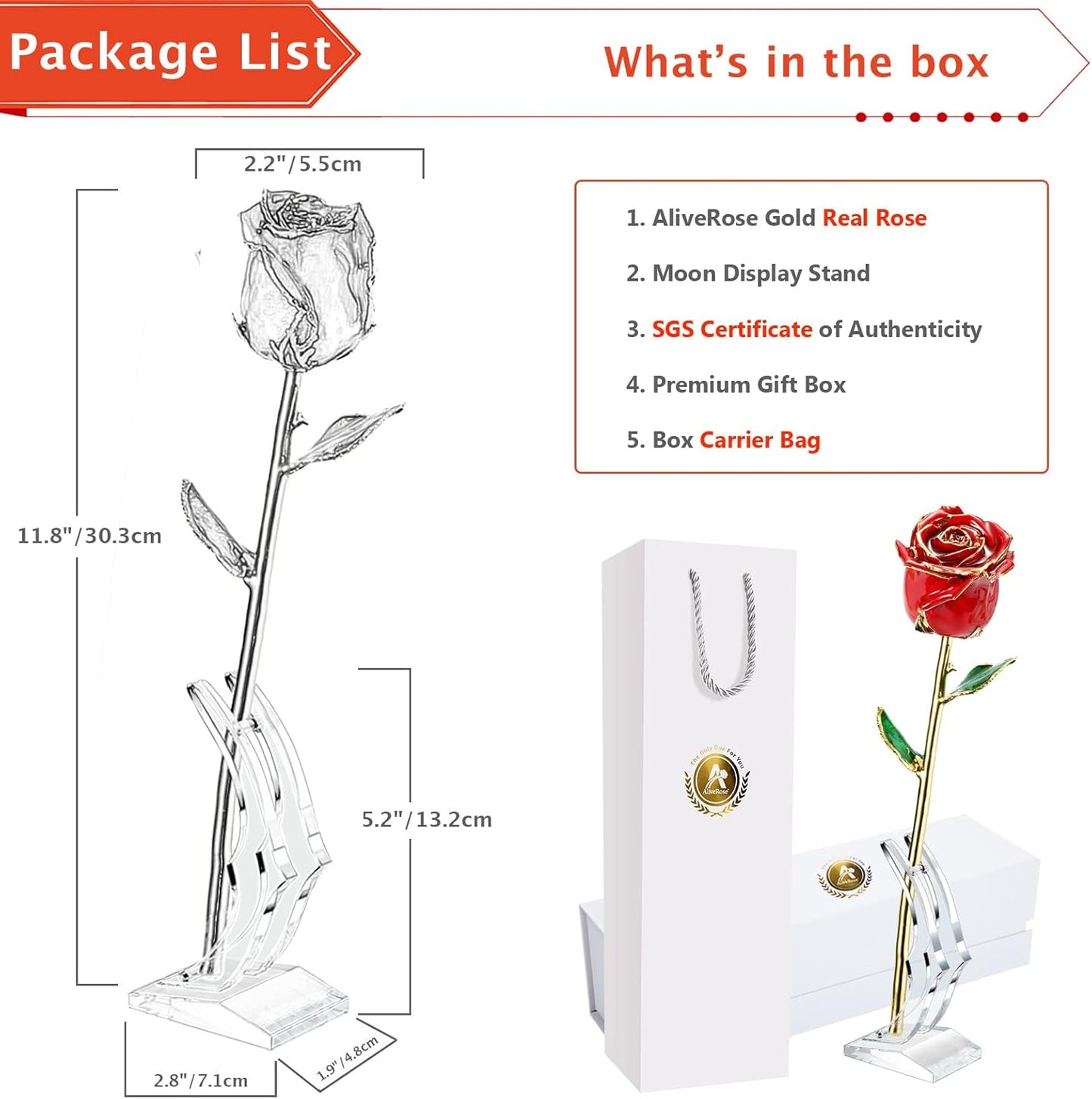 Valentines Day Gifts for Her - 24K Gold Rose Made from Real Rose, Unique Design Gold Plated for Anniversary (Red Original with Stand) - Zayd’s Department Store
