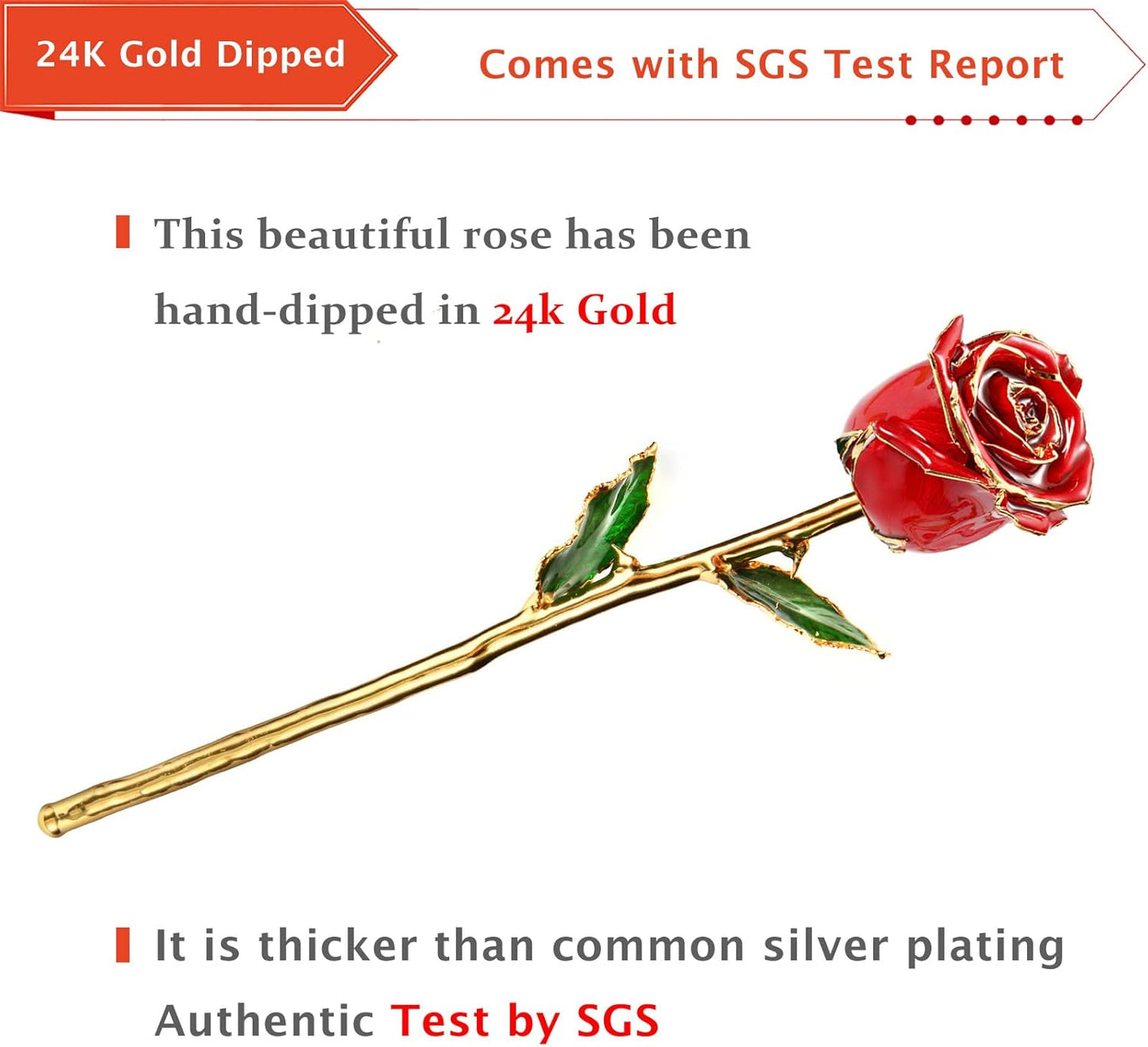 Valentines Day Gifts for Her - 24K Gold Rose Made from Real Rose, Unique Design Gold Plated for Anniversary (Red Original with Stand) - Zayd’s Department Store
