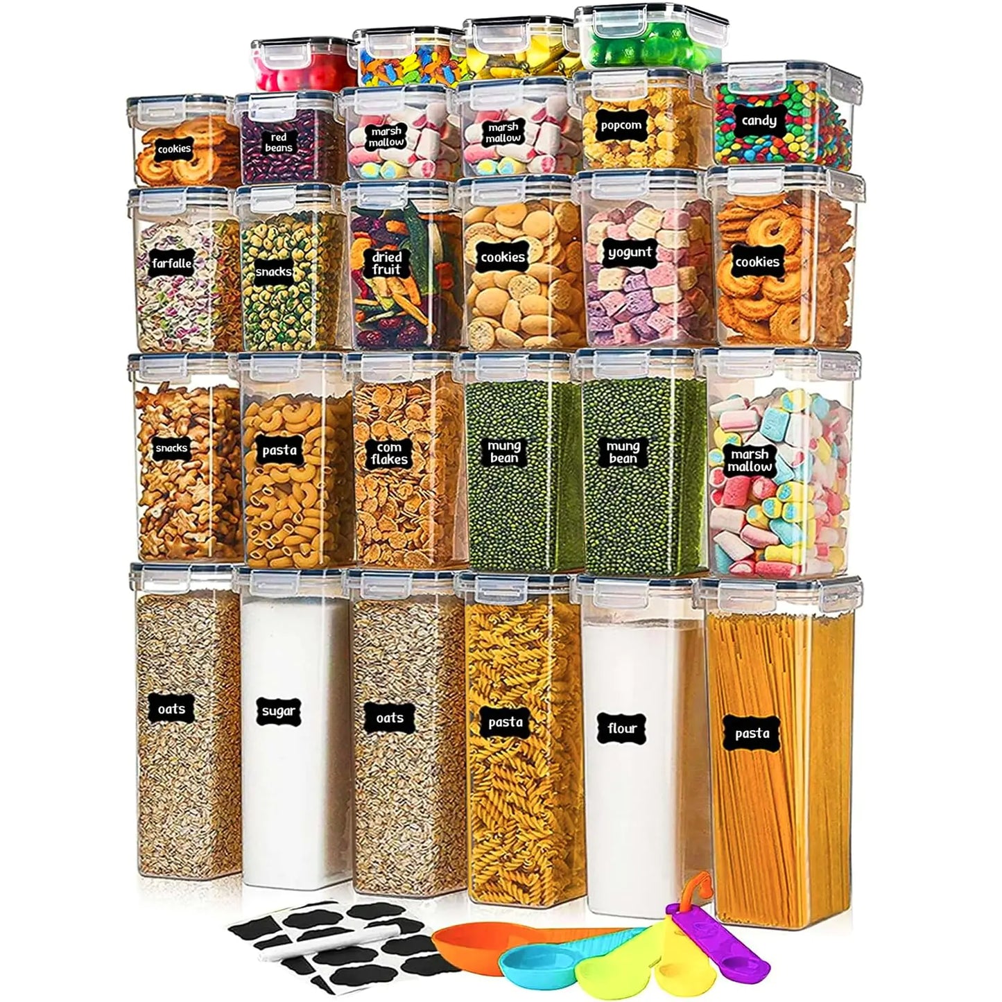 Stusgo 28 Pack Airtight Food Storage Containers with Lids BPA Free Clear Pantry Storage Container for Kitchen Food Pantry Organizers and Storage Plastic Pantry Organiser for CerealFlour and Sugar - Zayd’s Department Store