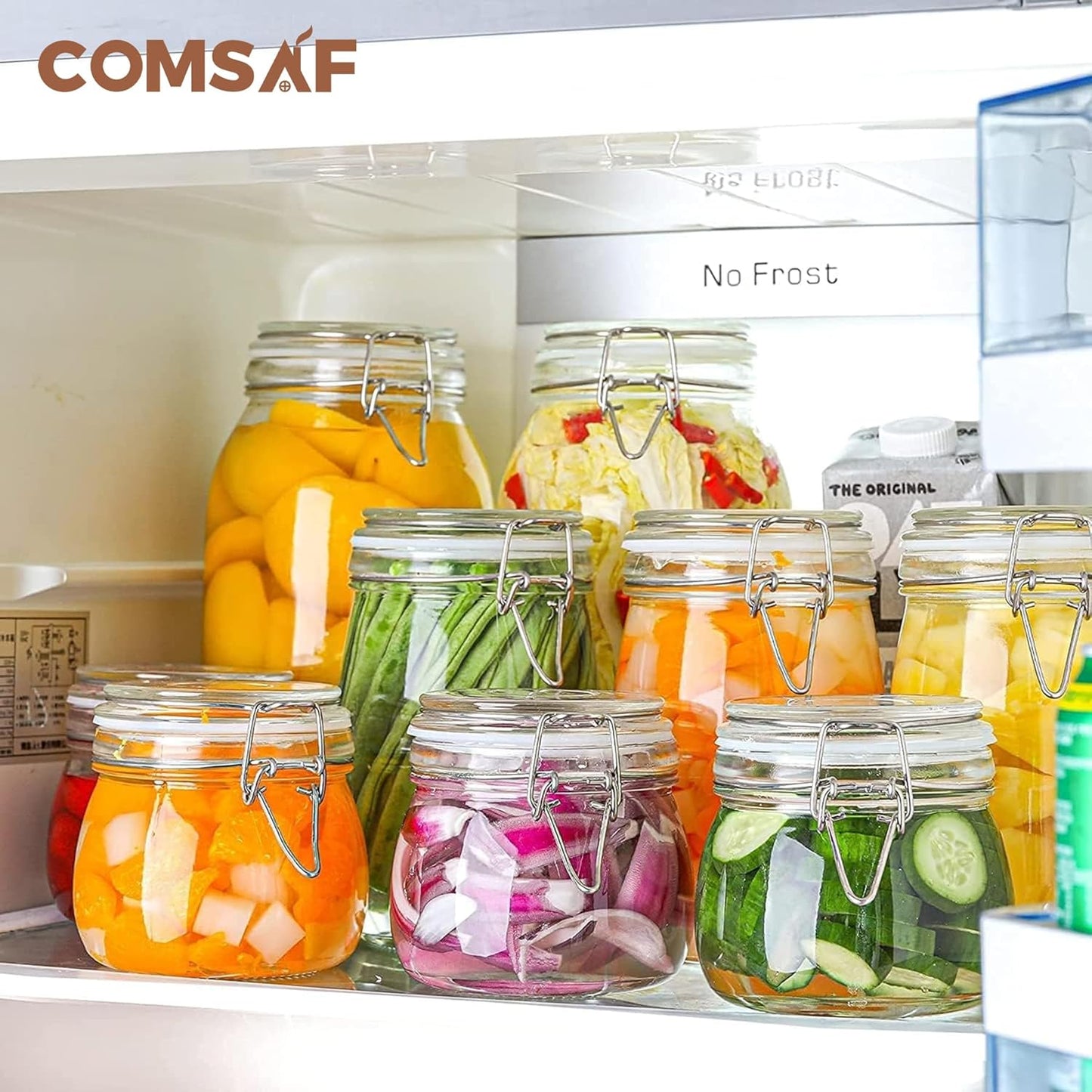 Airtight Glass Canister Set of 3 with Lids 34Oz Food Storage Jar round - Storage Container with Clear Preserving Seal Wire Clip Fastening for Kitchen Canning Cereal,Pasta,Sugar,Beans,Spice - Zayd’s Department Store