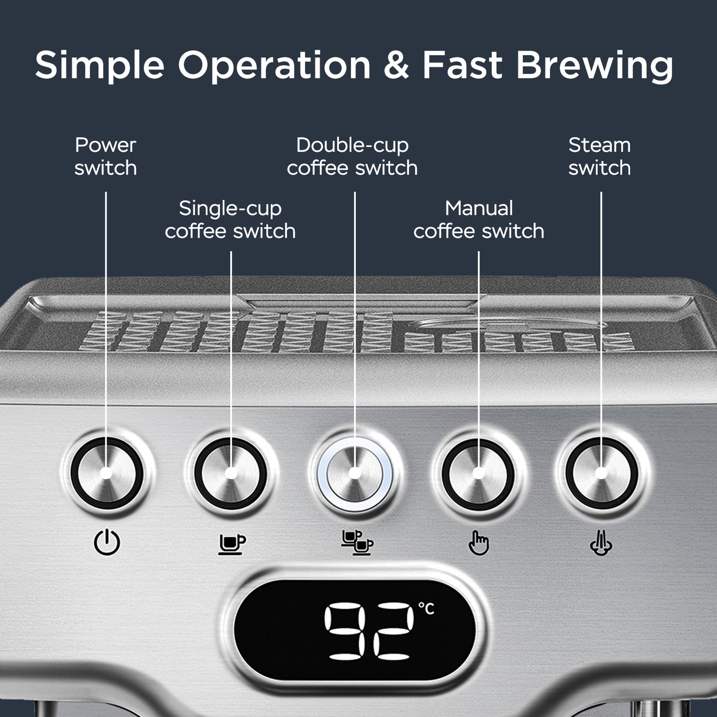 Geek Chef Espresso Machine, 20 Bar Espresso Machine With Milk Frother For Latte, Cappuccino, Macchiato, For Home Espresso Maker, 1.8L Water Tank, Stainless Steel, Ban On Amazon - Zayd’s Department Store