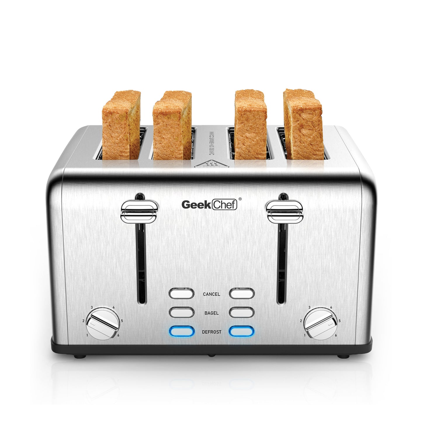 Prohibit Shelves In The Amazon. Toaster 4 Slice, Geek Chef Stainless Steel Extra-Wide Slot Toaster With Dual Control Panels Of Bagel,Defrost,Cancel Function,Ban Amazon - Zayd’s Department Store
