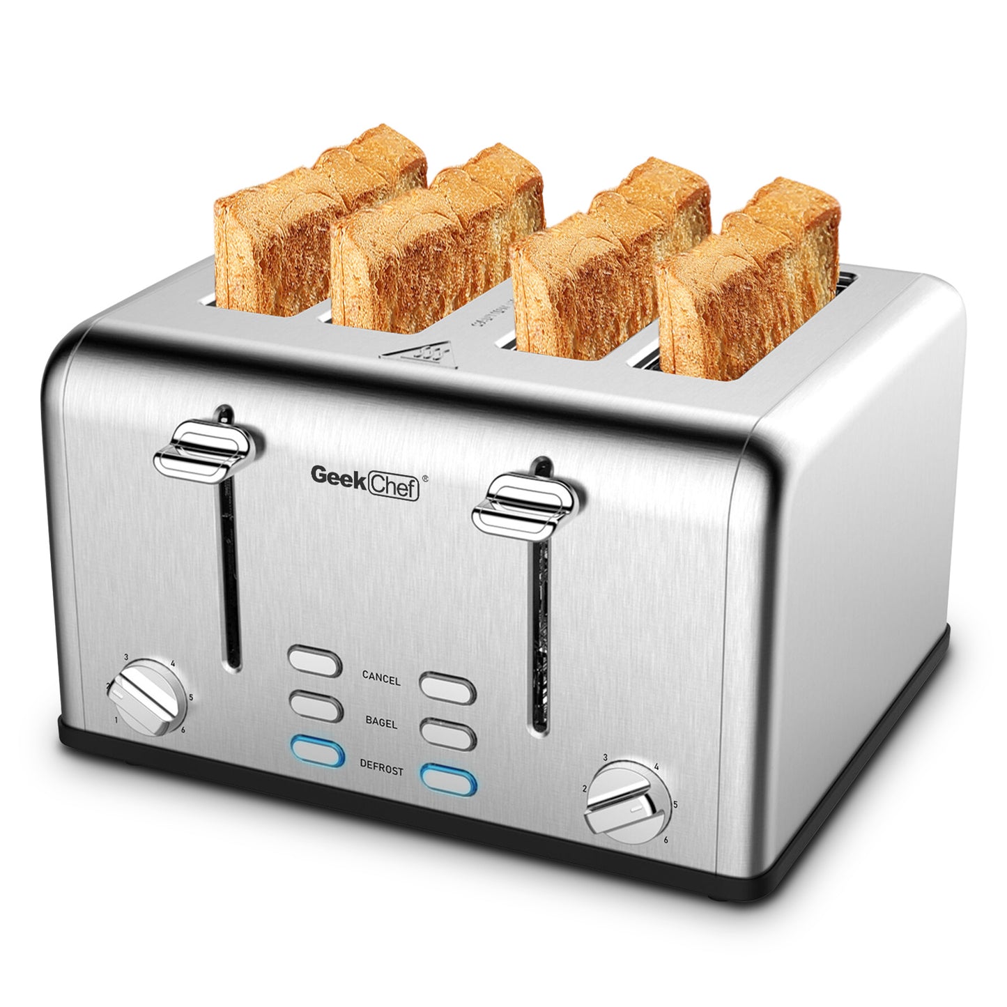 Prohibit Shelves In The Amazon. Toaster 4 Slice, Geek Chef Stainless Steel Extra-Wide Slot Toaster With Dual Control Panels Of Bagel,Defrost,Cancel Function,Ban Amazon - Zayd’s Department Store