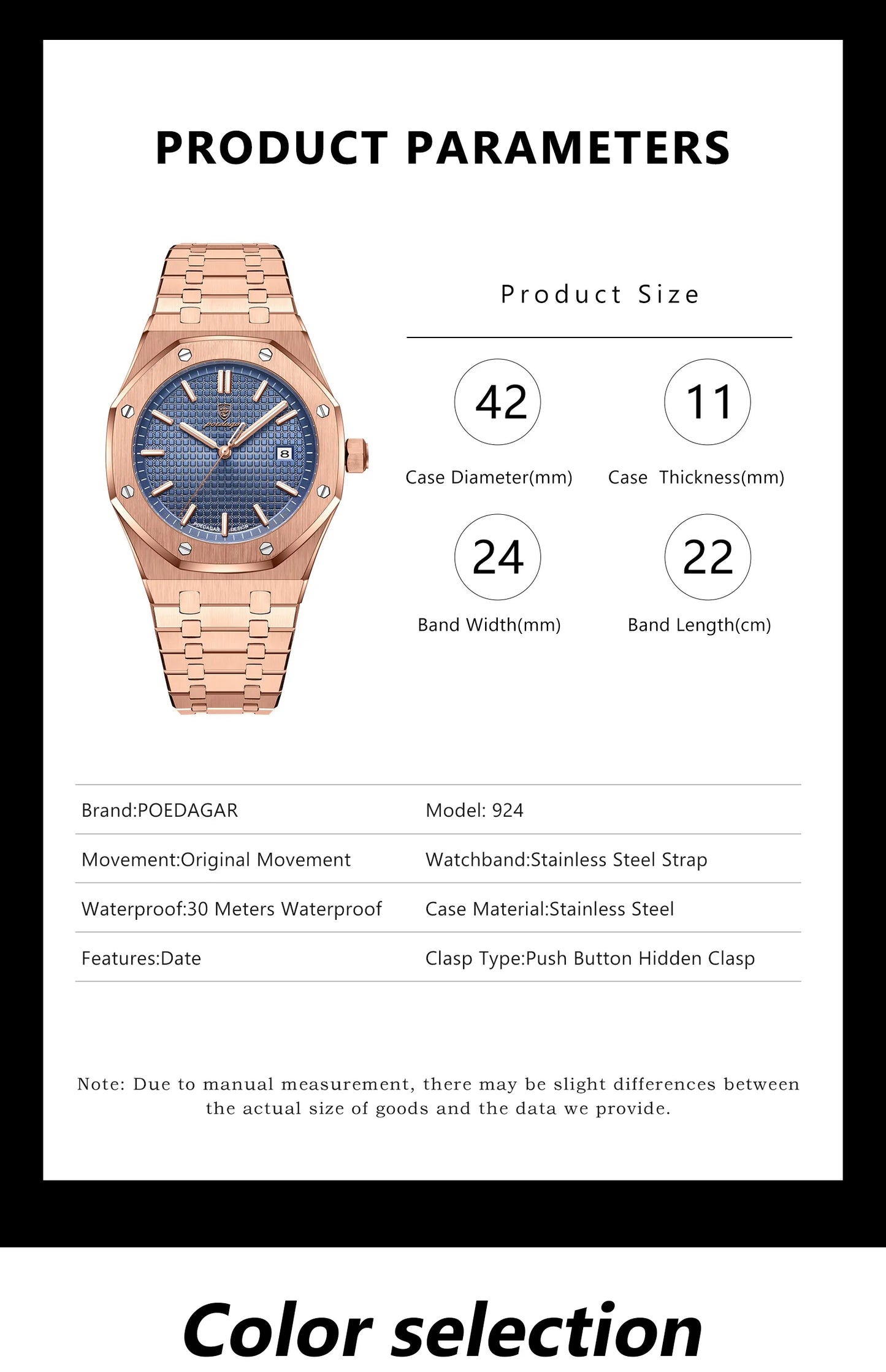 POEDAGAR 924 Luxury High Quality Waterproof Luminous watch - Zayd’s Department Store