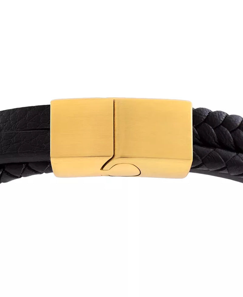 Men'S Multirow Black Fiber Bracelet in Gold-Tone Ion-Plated Stainless Steel - Zayd’s Department Store