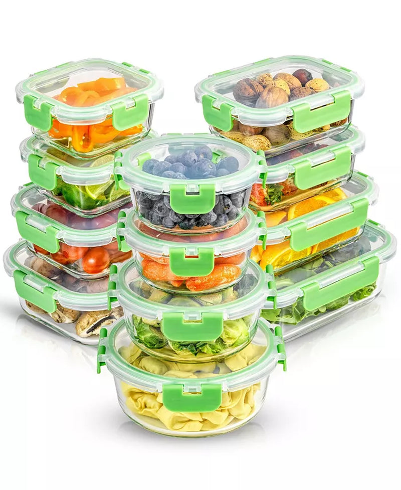 Glass Storage Containers with Leakproof Lids, Set of 24 - Zayd’s Department Store