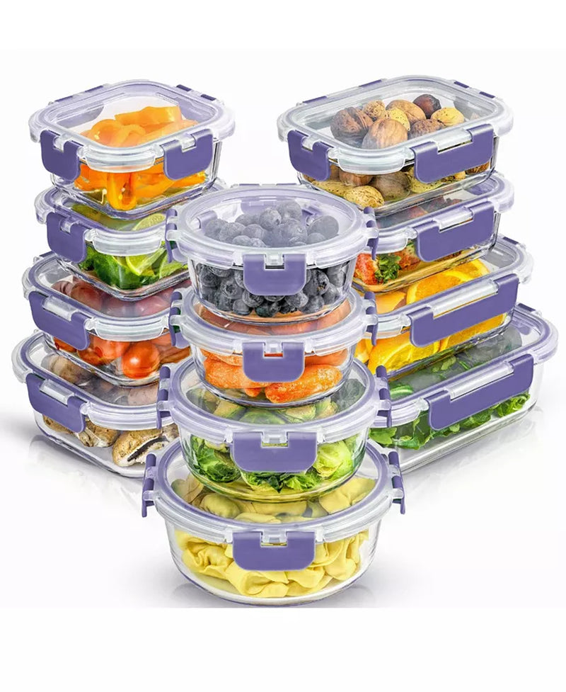 Glass Storage Containers with Leakproof Lids, Set of 24 - Zayd’s Department Store