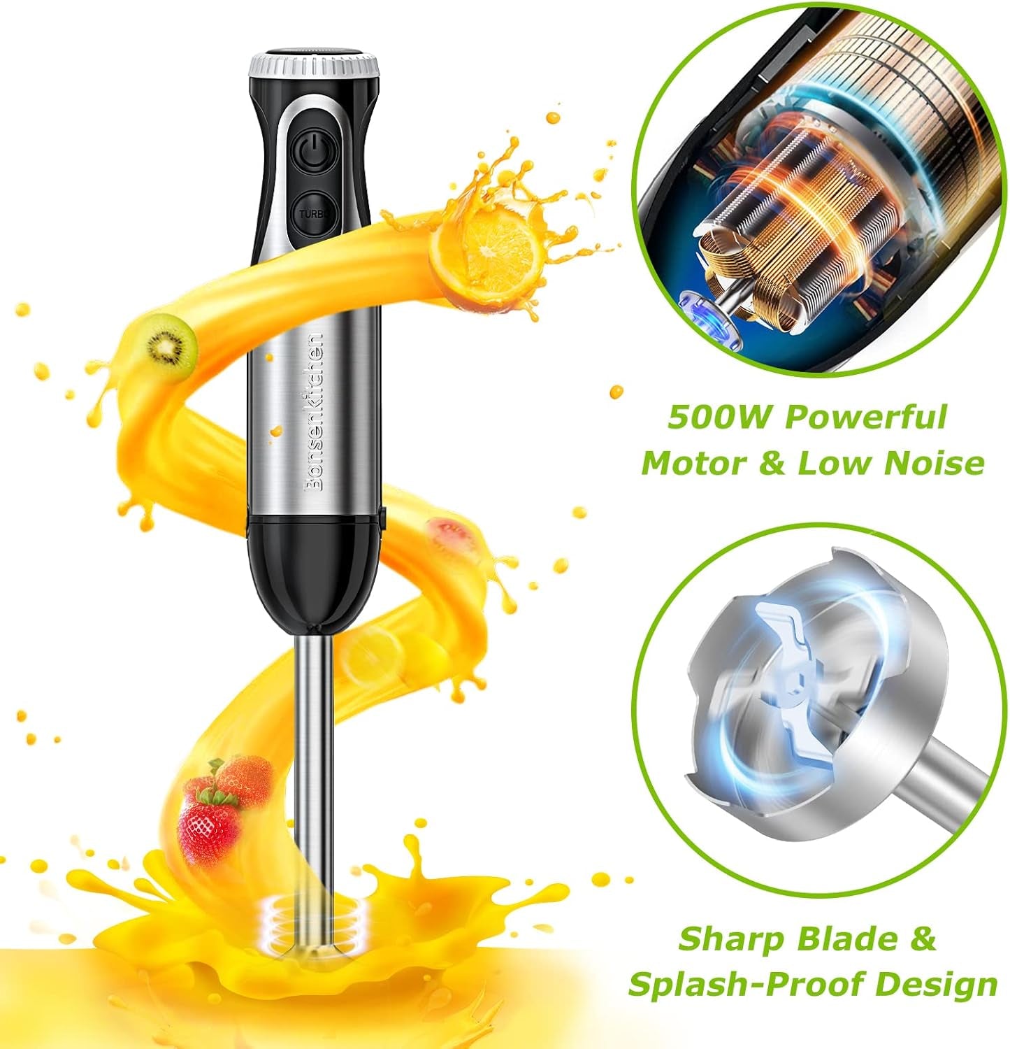 Immersion Blender, 20 Variable Speeds & Turbo, 4-In-1 Stainless Steel Handheld Blender Stick Mixer with Egg Whisk, Beaker & Chopper Bowl, Bpa-Free - Zayd’s Department Store