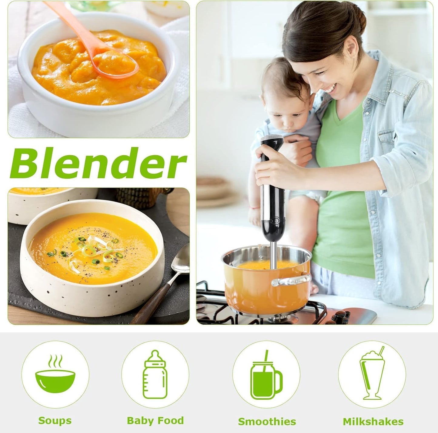 Immersion Blender, 20 Variable Speeds & Turbo, 4-In-1 Stainless Steel Handheld Blender Stick Mixer with Egg Whisk, Beaker & Chopper Bowl, Bpa-Free - Zayd’s Department Store