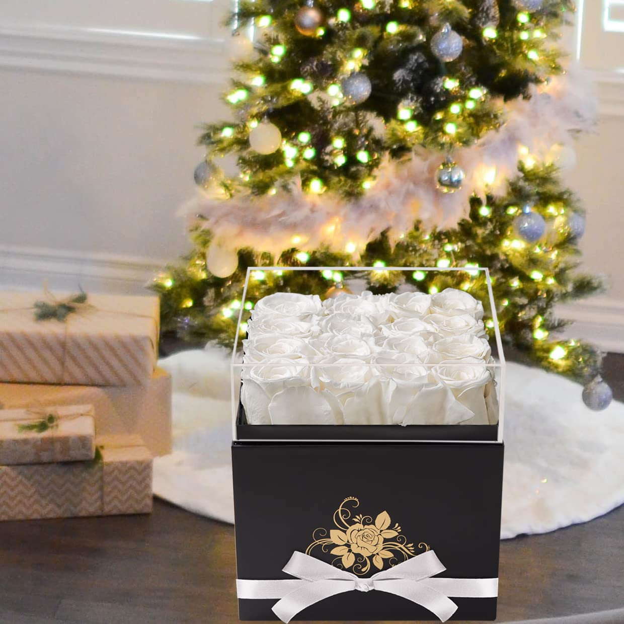 Luxury Preserved Roses in a Box, Gifts for Women (White) - Zayd’s Department Store