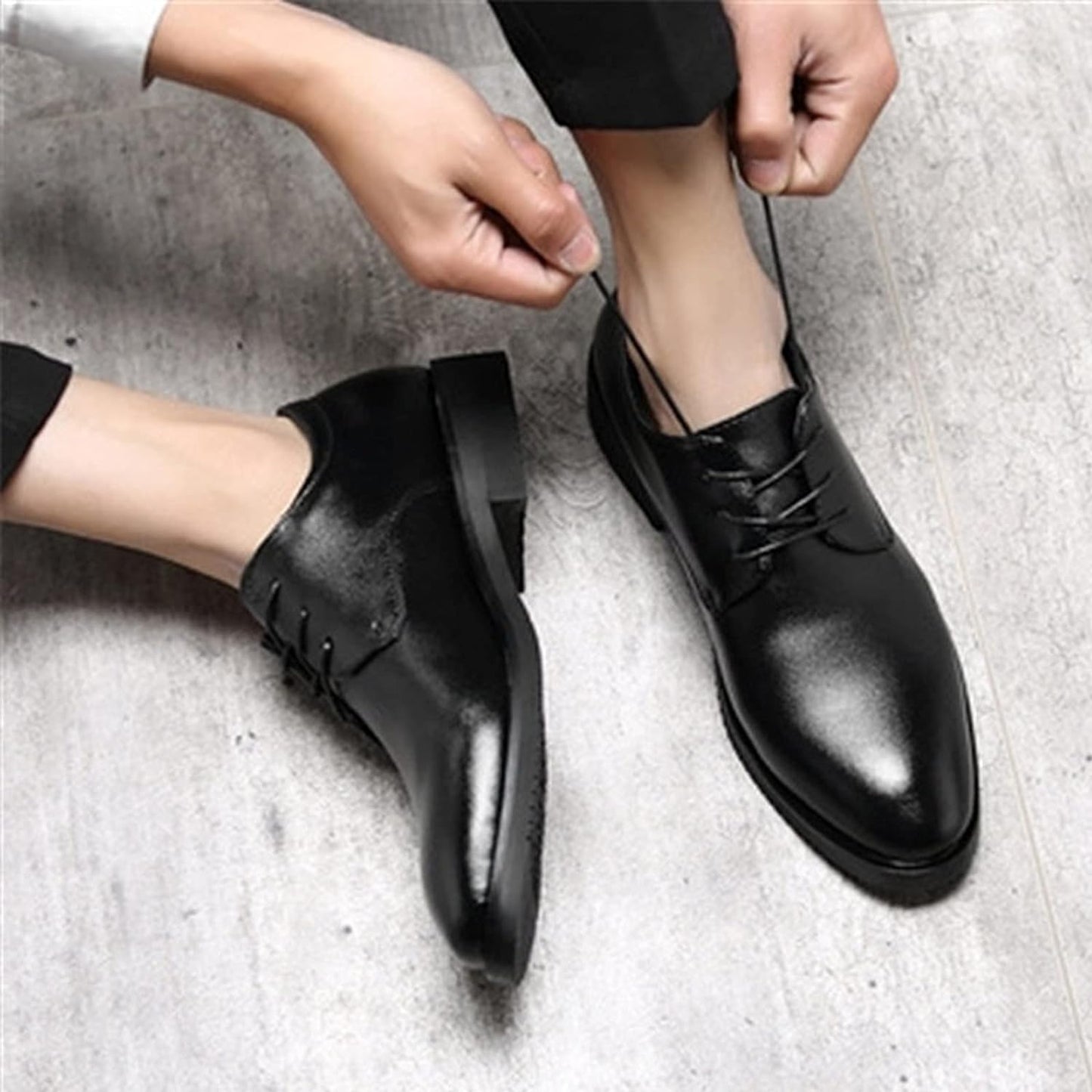 Men’S Fashion Handcrafted Casual Oxford Style Black Leather Full Brogue Derby Dress Lace up Shoe W/Medallion, Open Lacing Section, Wingtip Toe, & Chunky Wedged Heel - Zayd’s Department Store