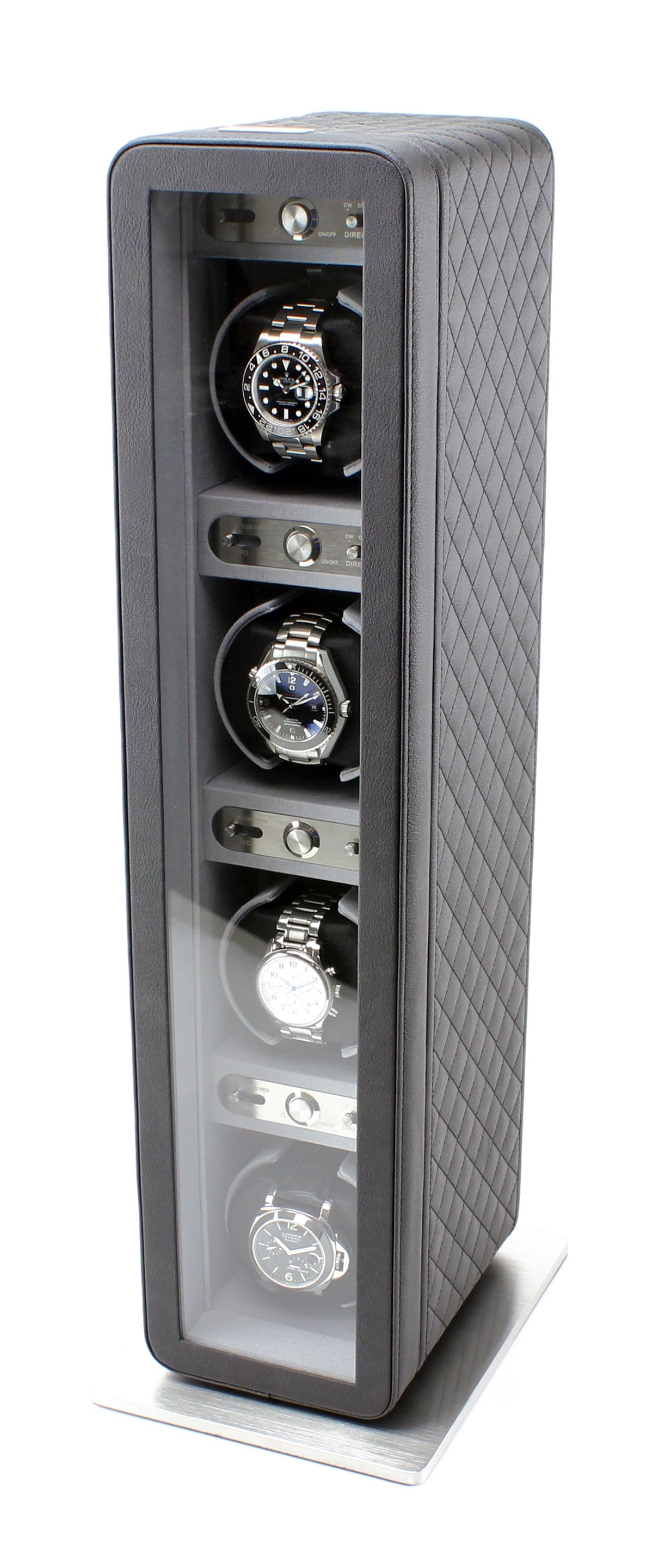 Monaco Quad Watch Winder in Black Leather - Zayd’s Department Store