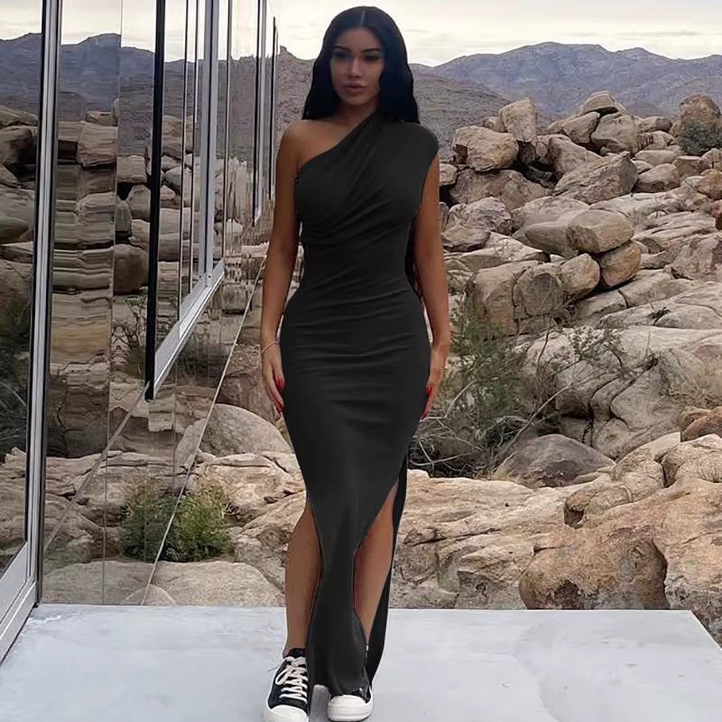 Women Y2K Summer Dress Strapless Bodycon Elegant Dress Slip Backless Slit Long Dress Birthday Party Sleeveless Dress - Zayd’s Department Store