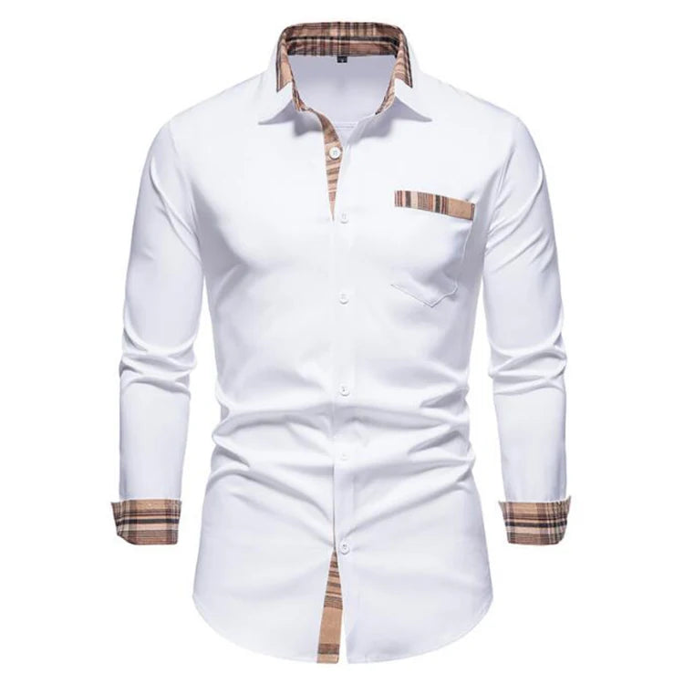 Slim Fit Long Sleeve White Button Up Shirt - Zayd’s Department Store