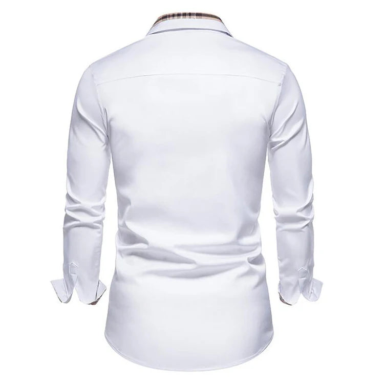 Slim Fit Long Sleeve White Button Up Shirt - Zayd’s Department Store