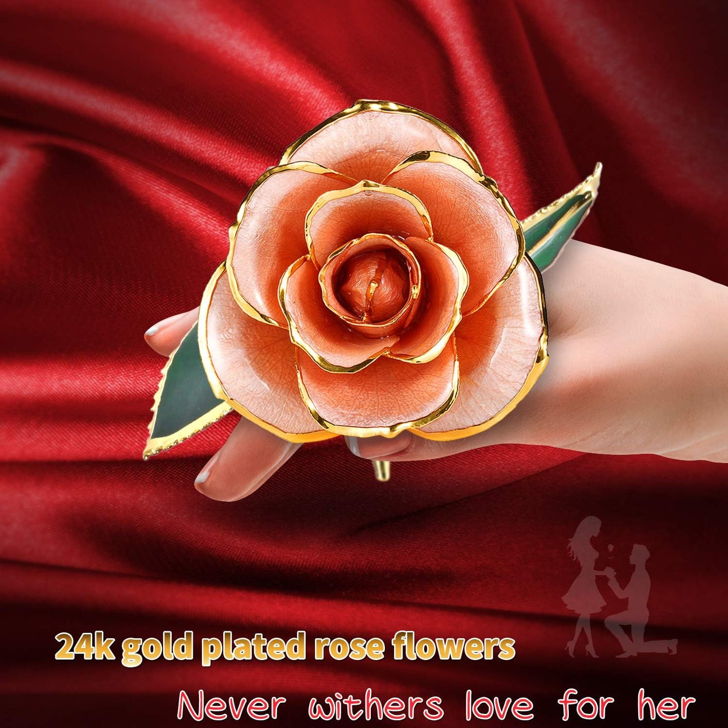 24K Gold Rose, Gold Dipped Rose Made from Real Rose Best Gifts for Her and Great Gifts for Wife, Pink with Stand - Zayd’s Department Store