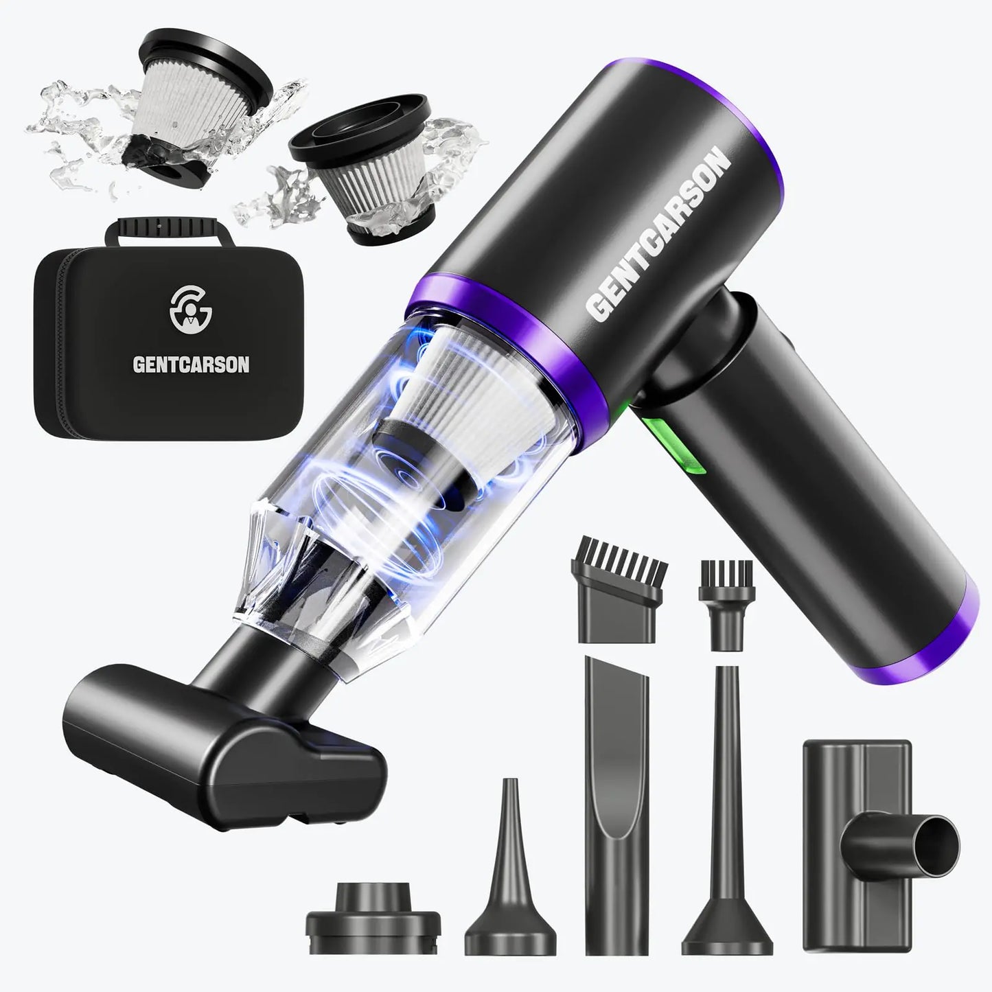 GentCarson Handheld Vacuum Cordless 15000Pa Car Vacuum Cleaner 4 in 1 Portable Mini Hand Vacuum with Dust Lamp Brushless Motor Wireless Vacuum Compressed Air Duster Vacuum Blower for Home Car Office - Zayd’s Department Store