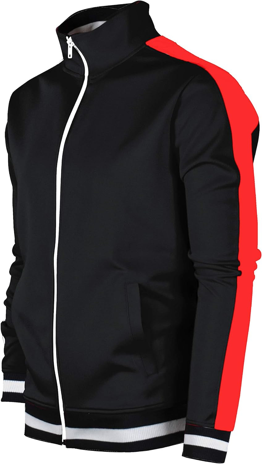 -Track Jacket Mens Urban Hip Hop Premium Track Jacket - Slim Fit Side Taping Sportswear Urbanwear Streetwear Top - Zayd’s Department Store