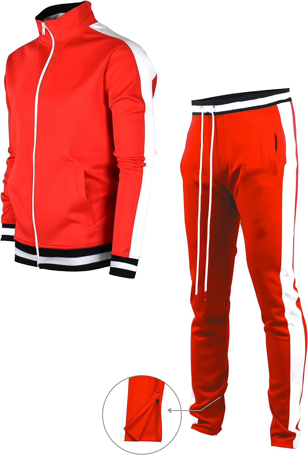 -Track Jacket Mens Urban Hip Hop Premium Track Jacket - Slim Fit Side Taping Sportswear Urbanwear Streetwear Top - Zayd’s Department Store