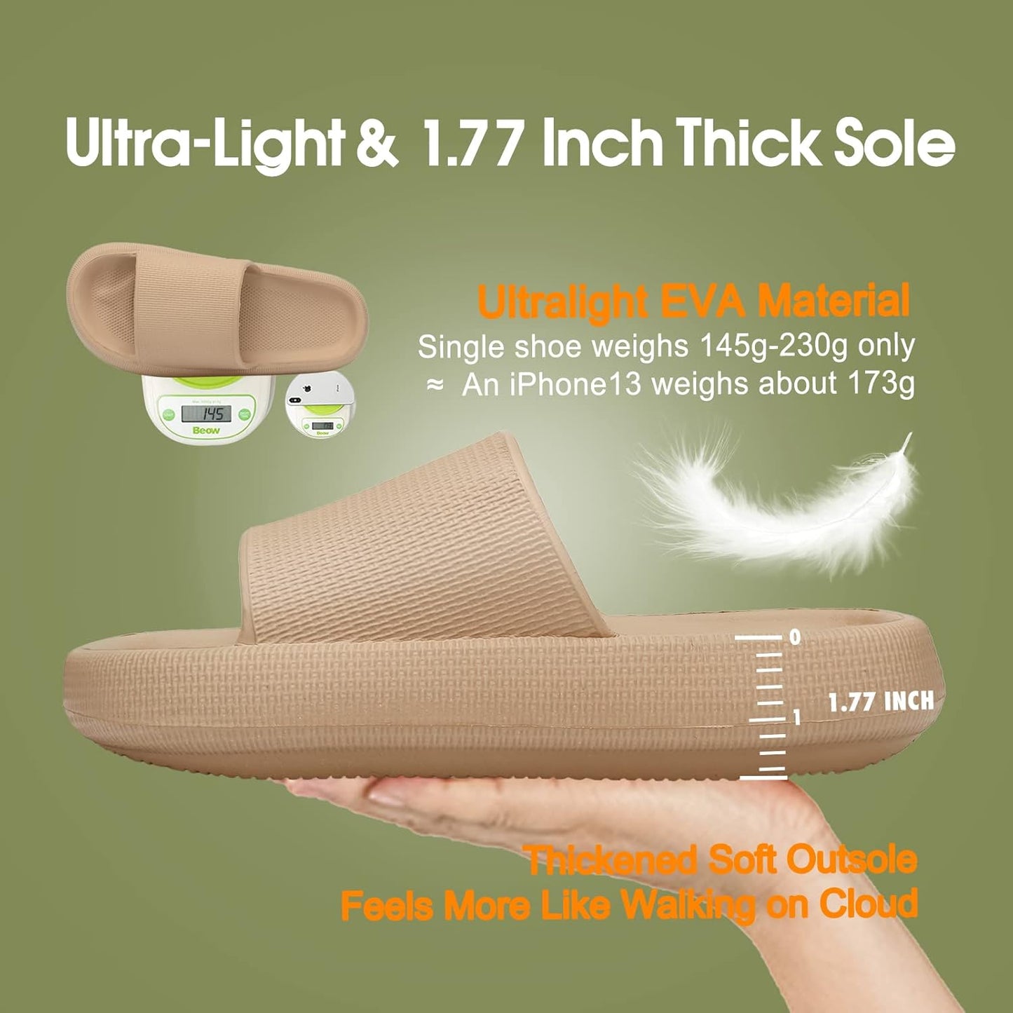 Cloud Slides Pillow Slippers for Women and Men | Shower Slippers Bathroom Sandals | Ultra Soft | Cushioned Thick Sole | Indoor & Outdoor - Zayd’s Department Store